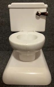 Fun-Damental Too Retro 1994 Piggy Coin Bank Toilet White Plastic *FLUSHES* - Picture 1 of 19