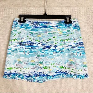 LILLY PULITZER resort white High Tide Toile Callie mini ruffled hem skirt SIZE 4 - Picture 1 of 6