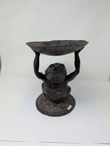 Indonesisch/balinesisch Handarbeit Schmiedeeisen Frosch Kröte Serviertablett Statue Schale - Bild 1 von 6