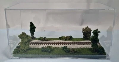 N SCALE - SINGLE TRACK 8" - DISPLAY CASE -  "SUMMER  SCENE" FOR ANY N TRAIN - Image 1 of 4