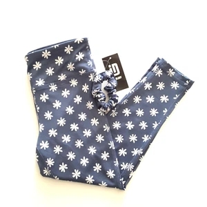 ID Ideology Girls Size S 2-Piece Ditsy Daisy Leggings & Scrunchy Set Blue Cast - Picture 1 of 8