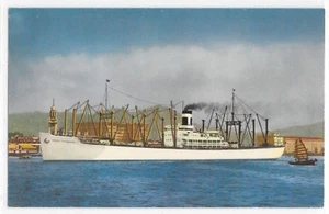 Postal Transporte S. S. Pacific en Puerto de Hong Kong Barco Cargolero Blanco Barco - Imagen 1 de 2