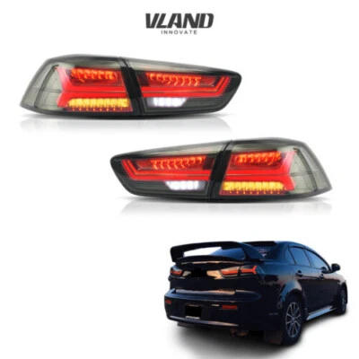 Pair VLAND FULL LED Tail Lights For Mitsubishi Lancer 2008-2017 EVO X  Smoked - Image 1 of 4