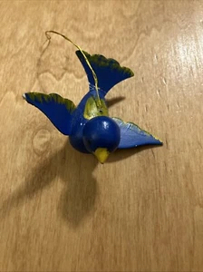 Wooden Blue Bird Christmas Ornament  - Picture 1 of 4