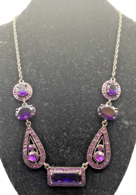 "Collar gargantilla Avon Barcelona púrpura negro piedras de cristal gótico 16""" Foto 1 de 4