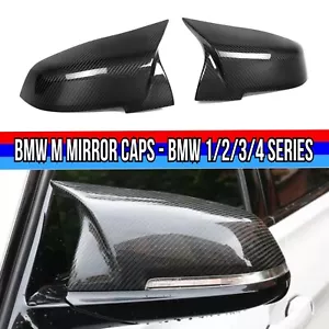 Carbon Fibre Side Mirror Cover Caps for BMW F20 F21 F22 F30 Series 1 2 3 4 - Picture 1 of 7
