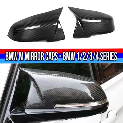 Carbon Fibre Side Mirror Cover Caps for BMW F20 F21 F22 F30 Series 1 2 3 4 - image 1 of 4