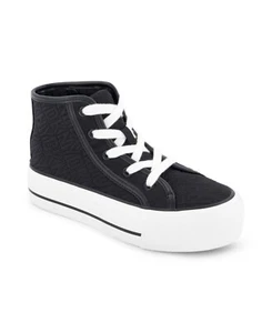 DKNY Katie Tall High Top Sneaker Little & Big Girls 12M Black/White Lace Up/Zip - Picture 1 of 13