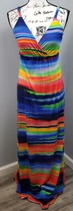 Old Navy Maternity Dress Womens XS Rainbow Striped Empire Waist Adjustable Strap - Picture 1 of 7