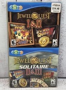 iWin PC-CD Rom Lot (2) Jewel Quest I & II Jewel Quest Solitaire II & III - Picture 1 of 4
