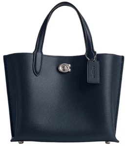 Coach Willow C8869 Dark Navy Pebbled Leather Shoulder Crossbody Tote bag - Picture 1 of 9