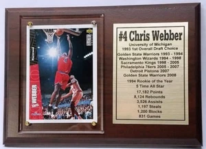 Targa carta basket Washington Bullets Chris Webber - Foto 1 di 1