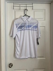 Polo de golf Ben Hogan Performance para hombre pequeño blanco azul deportivo elástico nuevo con etiquetas - Imagen 1 de 6