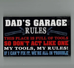 Man Cave Wood Sign Wall Plaque Dad Fathers Day Tools Gift Dads Garage Rules - Picture 1 of 1