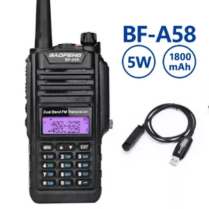 BF-A58 Walkie Talkie U/VHF Dual Band A58 Two Way Radio 5W with Programming Cable - Picture 1 of 10