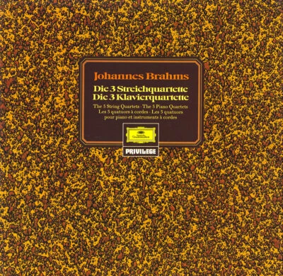 4LP Box BRAHMS 3 Piano Quartets 3 SQs AMADEUS & DROLC SQs DEMUS Piano 2734005 NM - Image 1 of 3