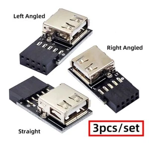 3 PACK Motherboard 9Pin/10Pin Front Panel Header to USB2.0 Type A Female Adapter - Picture 1 of 8