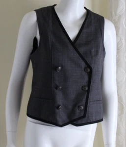 Rag & Bone Sz S Fine Wool Plaid Double-Breasted Vest Jacket  - Picture 1 of 6