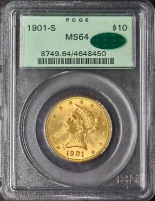1901-S $10 Gold Liberty Head Eagle - PCGS & CAC MS64 OGH Gen 3.1 - ✪COINGIANTS✪ - Image 1 of 2