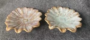 Vintage Stangl ceramica oro antico 4033 fiore 5 pollici Piatto portagioie - Set di 2 - Foto 1 di 12