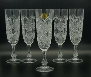 Five Champagne Flutes 'Palais' By Cristal d’ Flandre - Picture 1 of 5