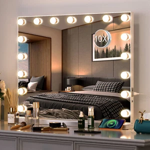 Large Hollywood Makeup Mirror with Bright LED Light Bulbs Vanity Dimmable Mirror - Picture 1 of 13