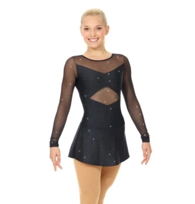 MONDOR® NEGRO BRILLO PATINAJE ARTÍSTICO, VESTIDO DE BAILE ADULTO GRANDE NUEVO CON ETIQUETAS #12932 Foto 1 de 2