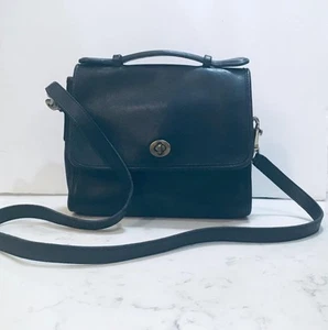 Vintage Coach Dark Navy Blue 080 4122 Turn Lock Satchel Crossbody Shoulder, EUC - Picture 1 of 13