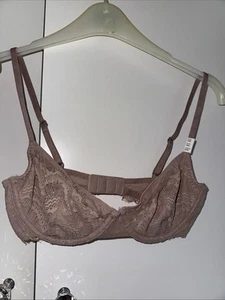 Gilly Hicks Lace Briwn Bra Non Lined New Tags Size 32C Underwired - Picture 1 of 11