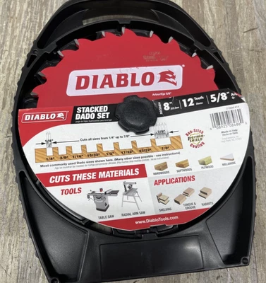 Juego de hojas de sierra Freud Diabloe DD208 8" 12 dientes apiladas Dado NUEVO Foto 1 de 4