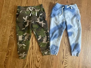 Lot Of 2 Boys 4T Polo Sweatpants/Joggers, Blue Tie Dye & Camo - Picture 1 of 13