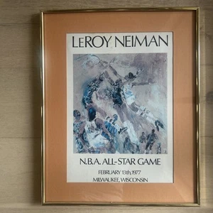 LeRoy Neiman Lithograph NBA All Star Game 1977 Milwaukee Under Glass & Framed! - Picture 1 of 5