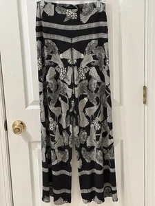 Preown Eva Varro S Rope Tassel  BLACK/WHITE High Waist Wide Leg Stretch pants   - Picture 1 of 6