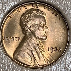 1932 Lincoln Cent, Nice original RED BU coin w/ full mint luster - Picture 1 of 6