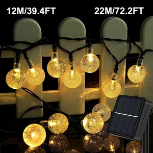 Solar String Lights Outdoor 100/200 LED Crystal Globe Patio Lights Party Garden - Picture 1 of 16