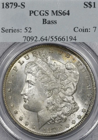 1879-S $1 PCGS MS64 Bass Collection Morgan Silver Dollar 6194 Cover