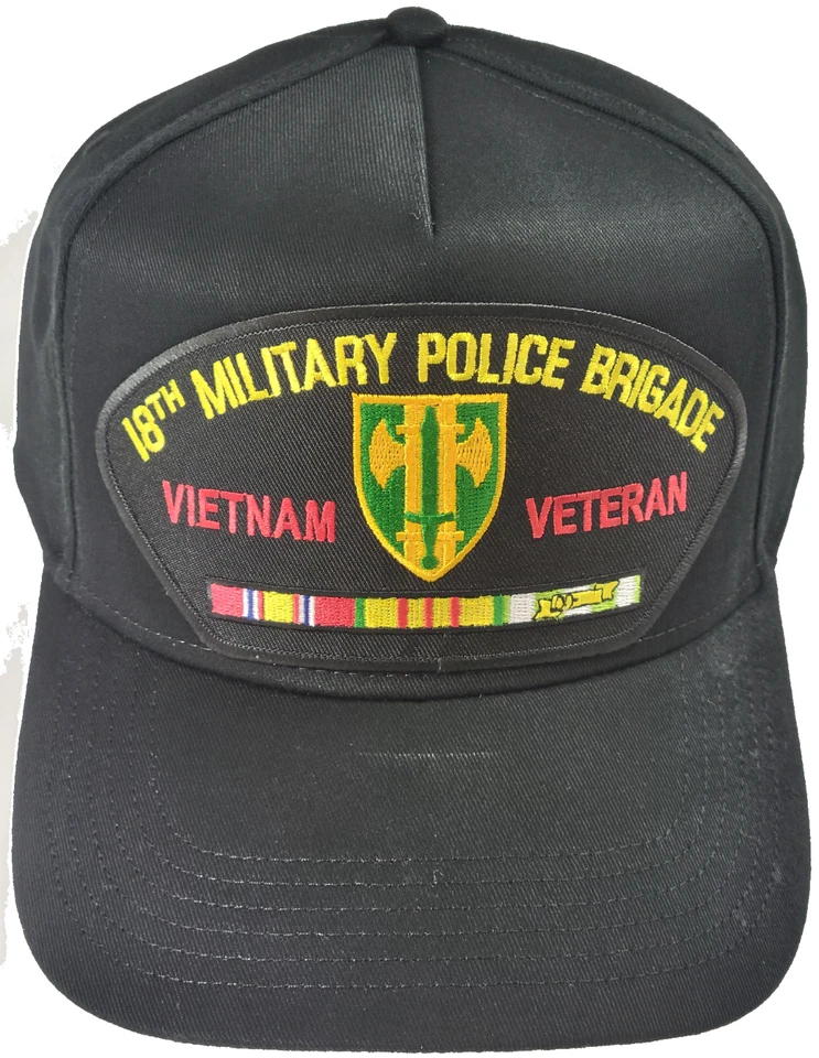 Ejército de los Estados Unidos 18ª Policía Militar MP BRIGADA VIETNAM SOMBRERO DE VETERANO CON CINTAS DE CAMPAÑA Foto 1 de 1