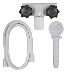 4" Tub And Shower Diverter Faucet White/Smoke With Shower Head & Hose For RVs - Picture 1 of 3