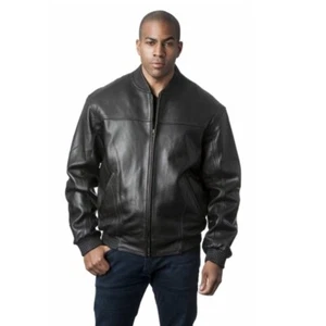 SALE! Mason & Cooper Black Premium Lamb Leather Bomber Baseball Jacket - Bild 1 von 3