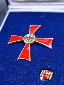 BRD Bundesverdienstkreuz BVK 1. Kl Verdienstorden Gewölbt Breite Nadel Juncker - Picture 1 of 6