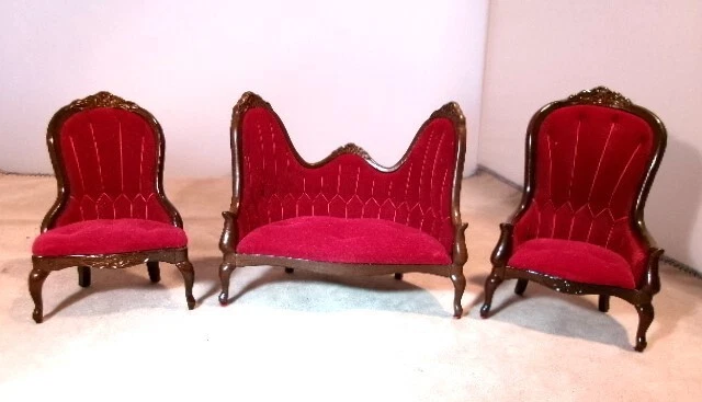 Muebles En Miniatura 1:12 - Sofá Y Silla De Madera Vintage Para Casa De Muñecas - Juguete Educativo Para Niños, Decoración De Colección