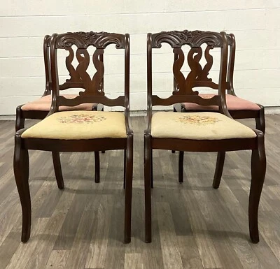 Antique 1923 Kareem Furniture Duncan Phyfe Style Dining Chairs - Set of 4 - Image 1 of 4