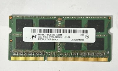 MICRON 4GB DDR3 PC3L-12800S SODIMM Laptop Memory MT16KTF51264HZ-1G6M1 - Image 1 of 2