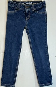 Cat & Jack Little Girl Sz 4 Jeans Denim Blue Adjustable Waist Zip/Snap Pockets - Picture 1 of 10