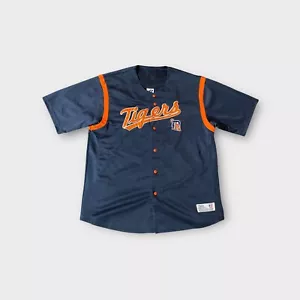 Vintage Detroit Tigers Jersey Adult Blue Size XL Outdoor MLB Team Button Men’s - Picture 1 of 7