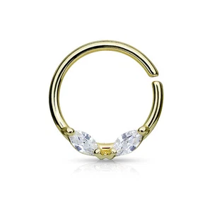 Marquis CZ Prong Set Surgical Steel Bendable Cartilage Nose Hoop Septum Ring - Picture 1 of 4
