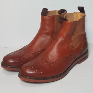 Men's Size 41 Waxed Leather Chelsea Boots Chestnut Brown Laurence Crockett - Picture 1 of 14