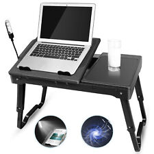 Foldable Laptop Table Tray Desk Tablet Desk Sofa Stand Bed W/Cooling Fan & Light