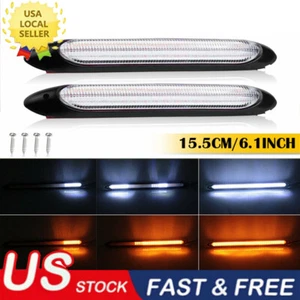 2PC 6" DRL LED Headlight Strip Light Daytime Running Sequential Turn Signal Lamp - Imagen 1 de 12