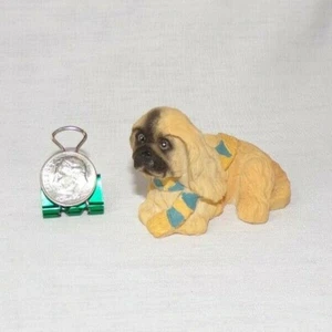 Miniature Dollhouse Dog Pet Figurine Yellow Long Hair Ears Scarf Cocker Spaniel - Picture 1 of 3